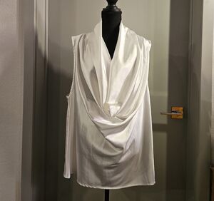 SHEIN White Draped Sleeveless Blouse
